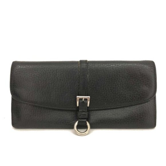 PRADA Logo Vitello Leather Long Bifold Wallet Black/8BH0110 - Picture 1 of 8